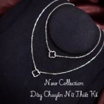 dây chuyền bạc nữ DAY27 mặt cỏ bốn lá rỗng đính đá