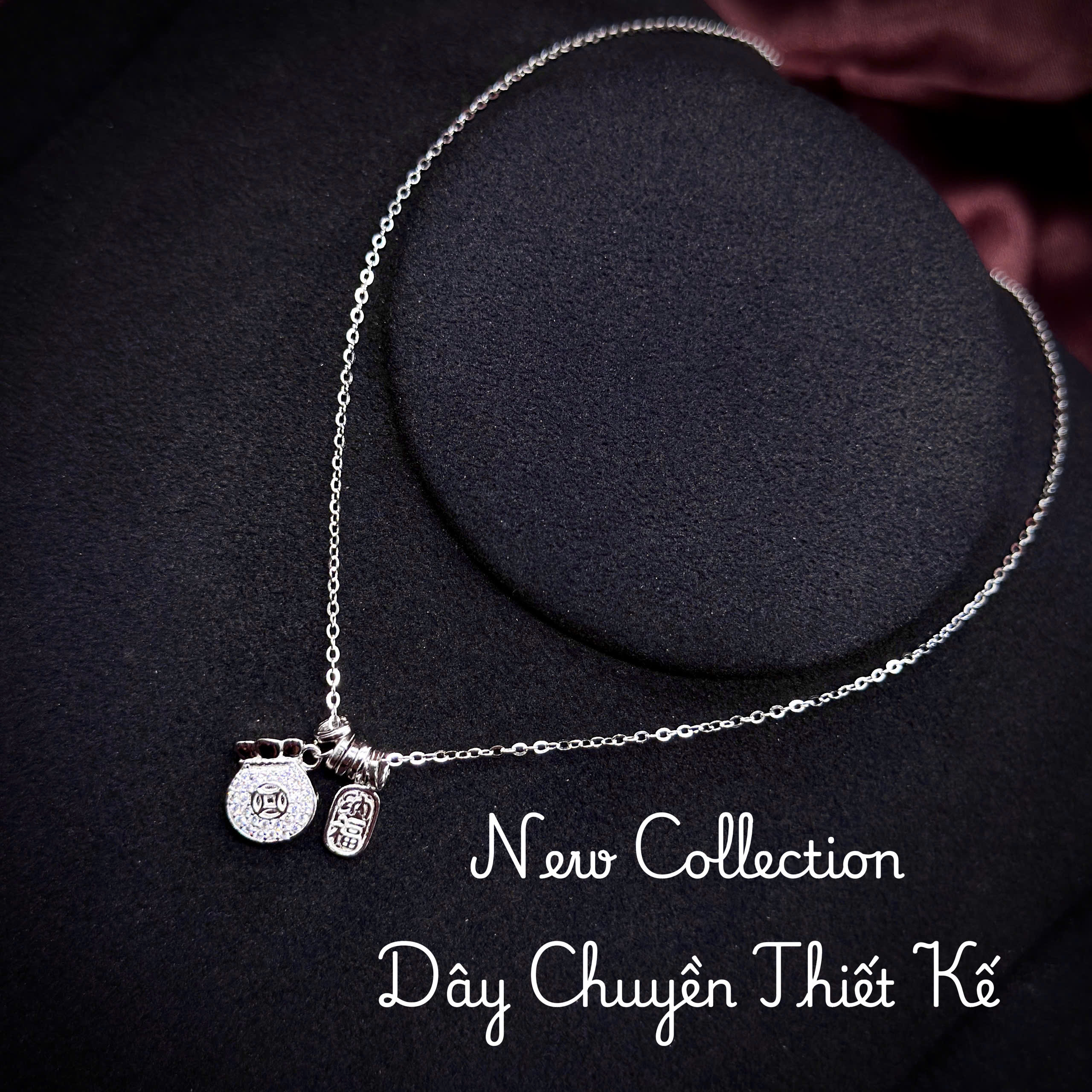 dây chuyền bạc túi tiền Moissanite