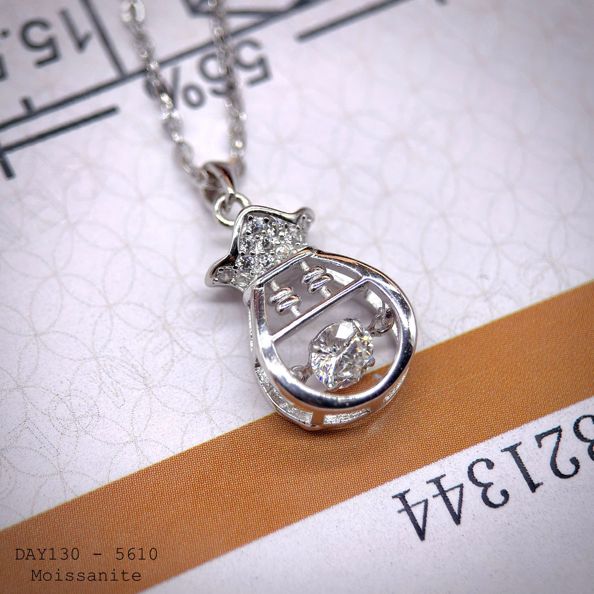 dây chuyền bạc đá treo Moissanite