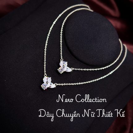 dây chuyền bạc nữ KTPSJ10 cụm 3 đá cắt giác