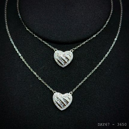 dây chuyền bạc nữ DAY67 mặt trái tim đá dạng thanh