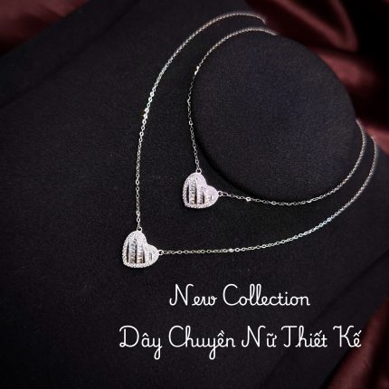dây chuyền bạc nữ DAY67 mặt trái tim đá dạng thanh