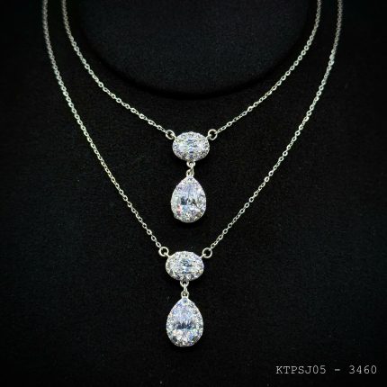 dây chuyền bạc nữ KTPSJ05 đá oval và giọt nước