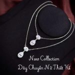 dây chuyền bạc nữ KTPSJ05 đá oval và giọt nước