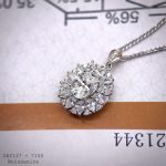 dây chuyền bạc đá oval viền hoa Moissanite