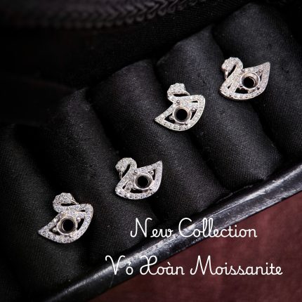 vỏ bông tai Moissanite 4ly xi kim