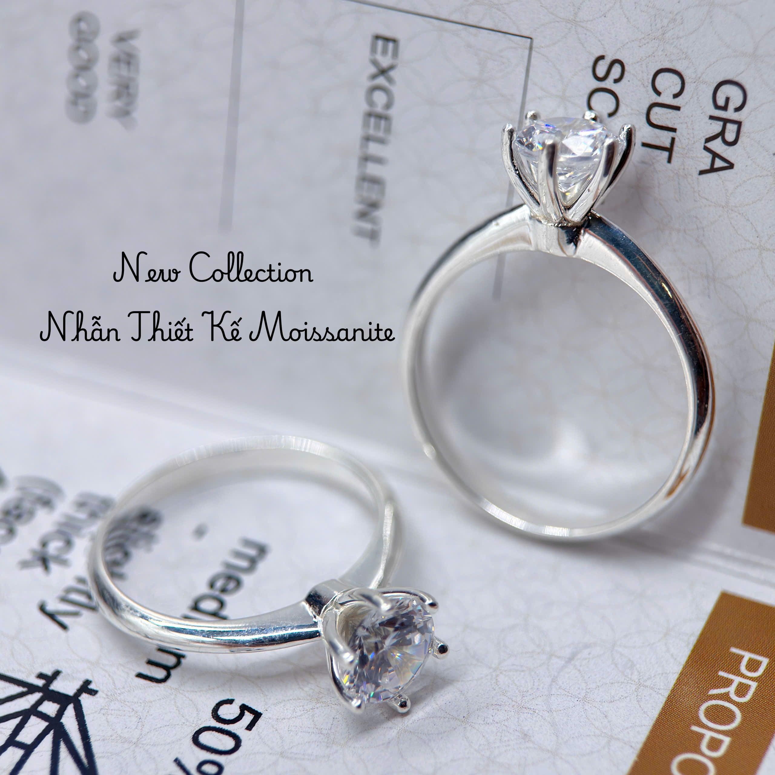 nhẫn nữ Moissanite NMOI18 chủ 6ly3 thiết kế 6 chấu