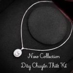 dây chuyền bạc đá oval viền hoa Moissanite