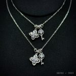 dây chuyền bạc nữ DAY44 charm hoa bốn cánh và chìa khóa