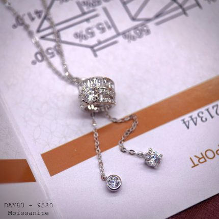 dây chuyền bạc chữ Y Moissanite