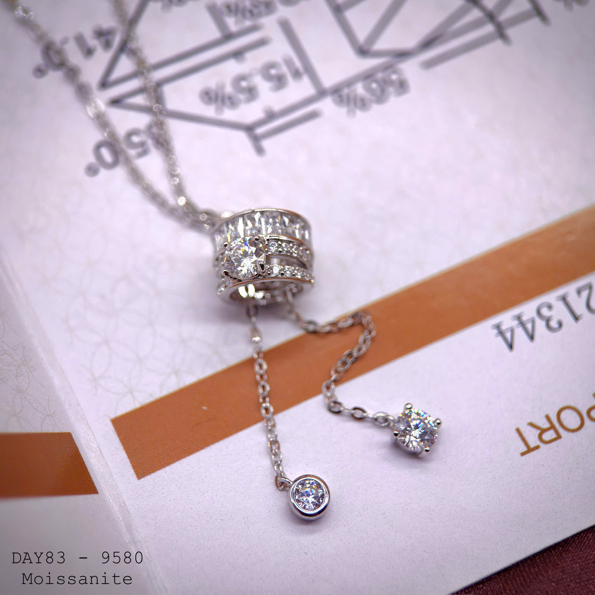 dây chuyền bạc chữ Y Moissanite