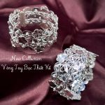 vòng tay bạc VONG135 hoa bốn cánh cắt tia bản rộng