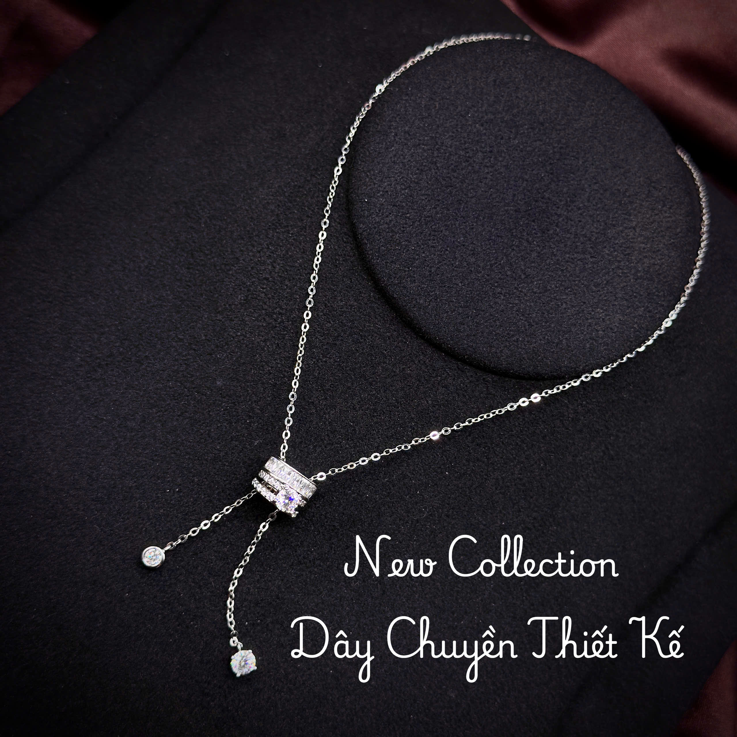 dây chuyền bạc chữ Y Moissanite