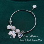 vòng tay nữ charm cỏ ba lá phối trái tim