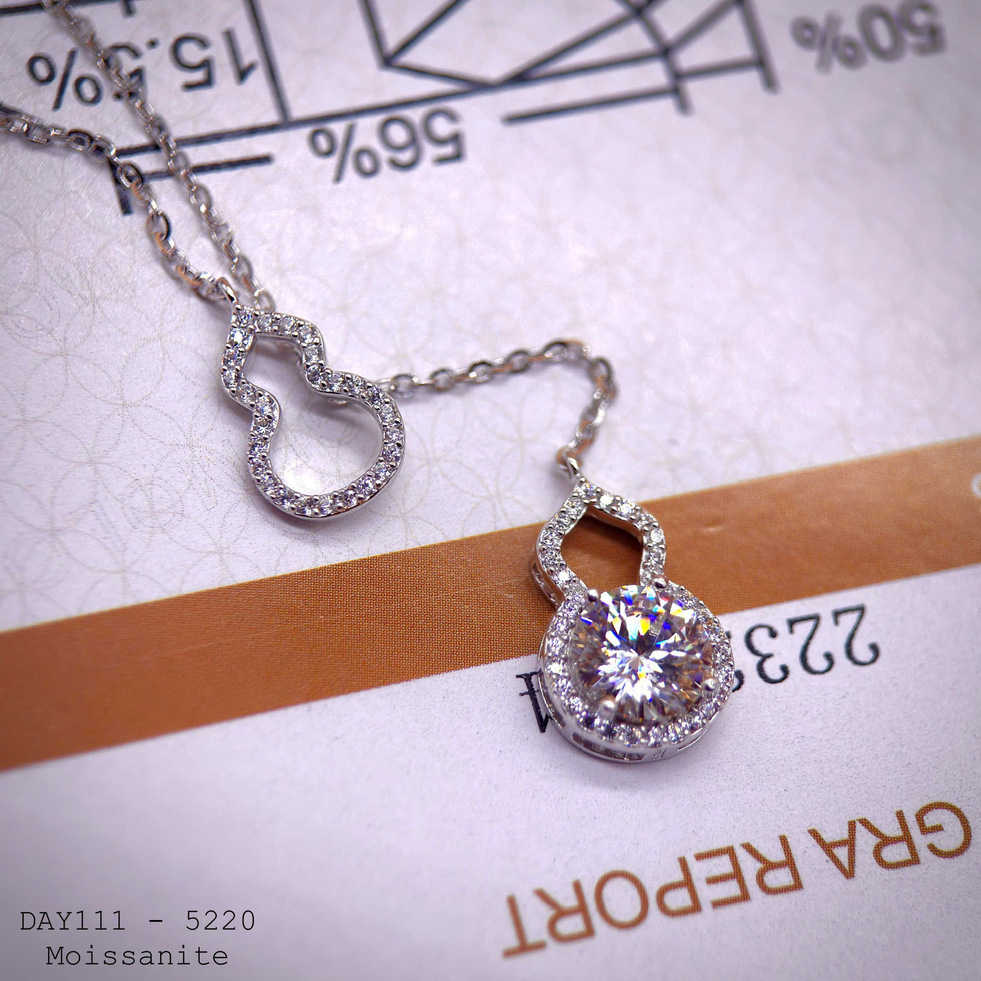 dây chuyền bạc hồ lô Moissanite