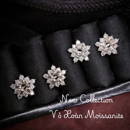 vỏ bông tai Moissanite 4.5ly xi kim