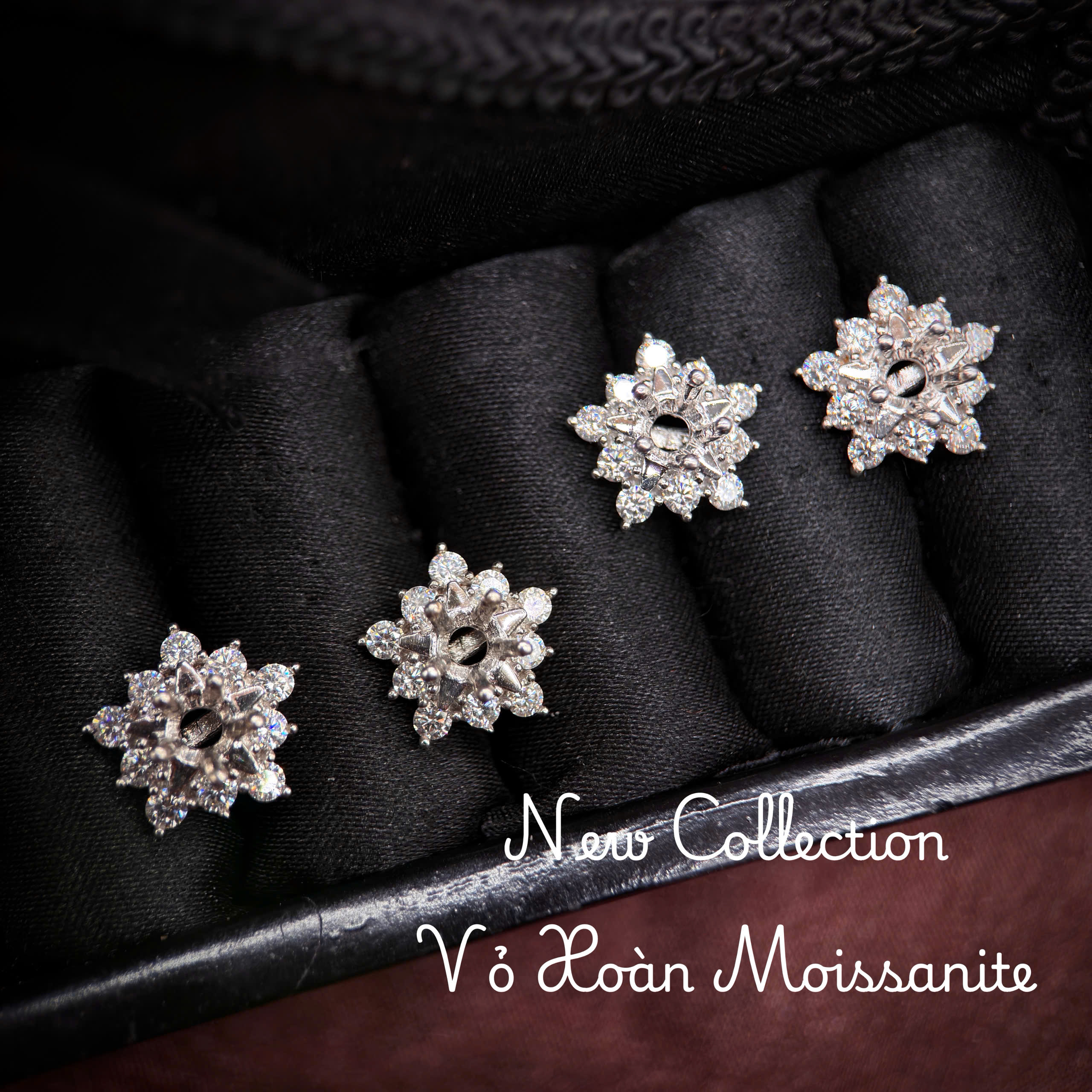 vỏ bông tai Moissanite 4.5ly xi kim