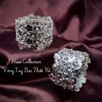 vòng tay bạc VONG136 hoa bốn cánh cắt tia nhiều tầng