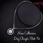 dây chuyền bạc mặt tròn hai viền Moissanite