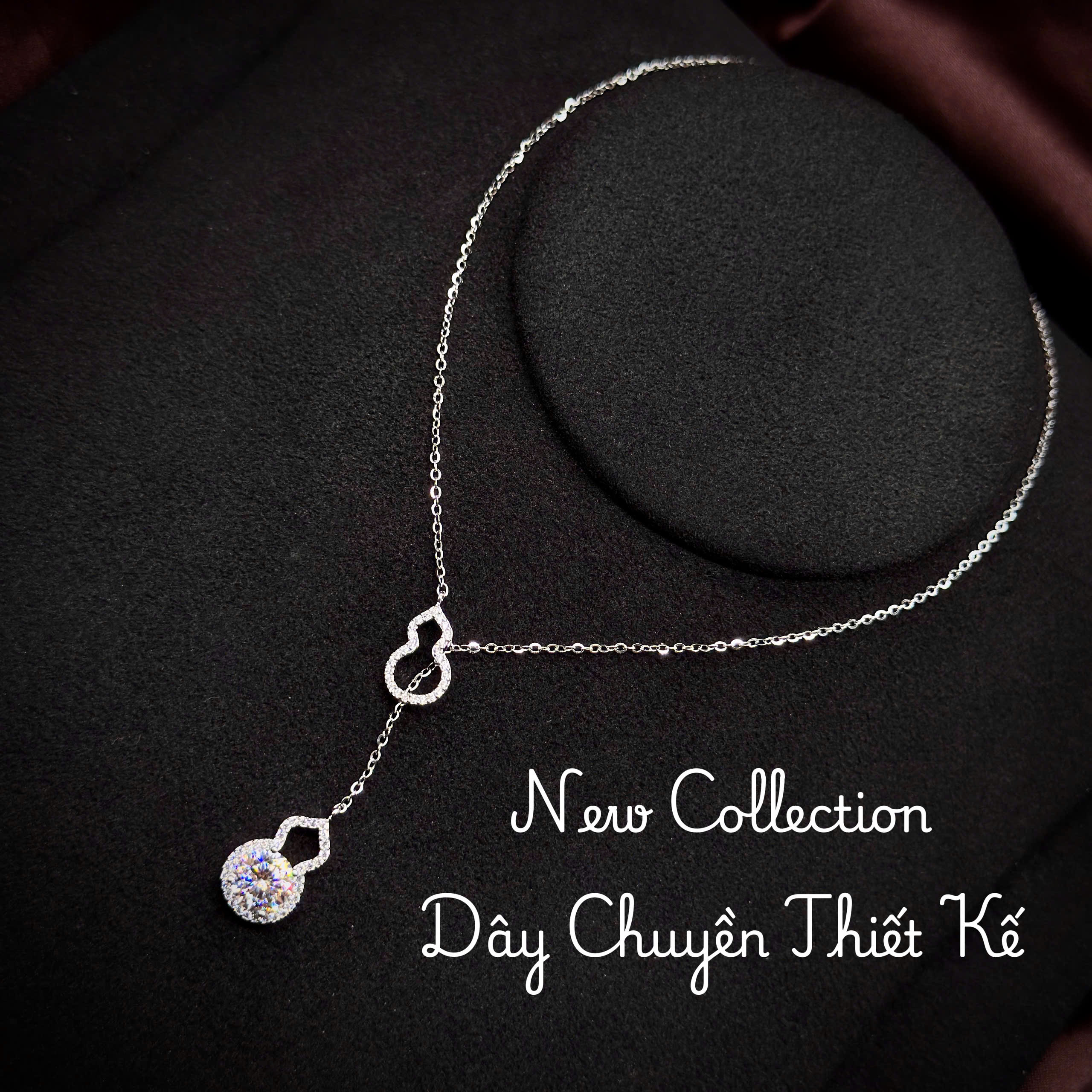 dây chuyền bạc hồ lô Moissanite