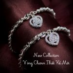 vòng tay nữ charm trái tim viền đá