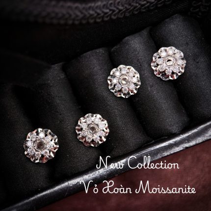 vỏ bông tai Moissanite 4.5ly xi kim