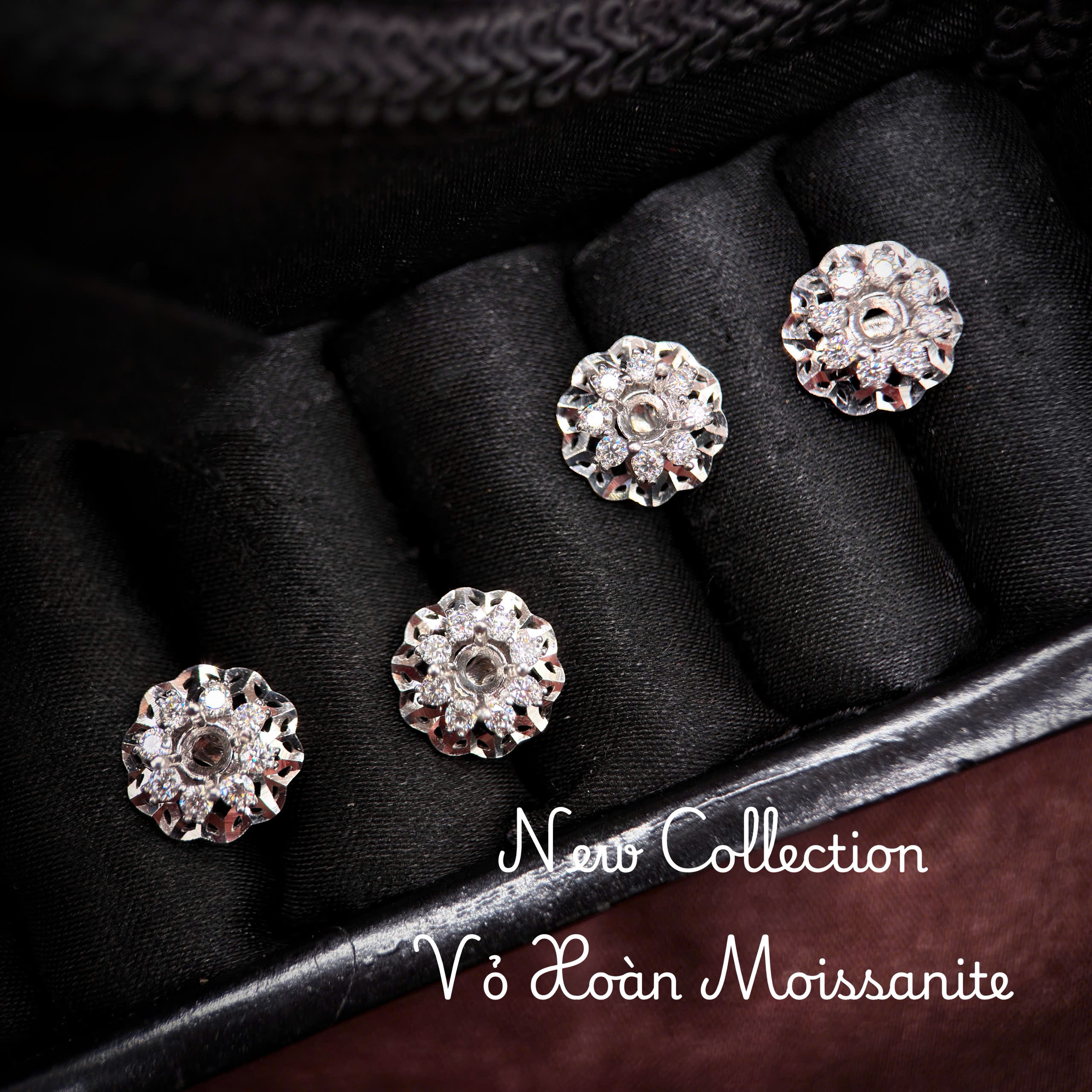 vỏ bông tai Moissanite 4.5ly xi kim