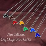 dây chuyền bạc nữ mặt cỏ ba lá màu xanh dương đậm