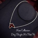 dây chuyền bạc nữ mặt cỏ ba lá màu xanh dương đậm