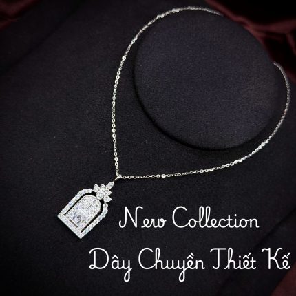 dây chuyền bạc mặt lồng chim Moissanite