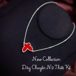 dây chuyền bạc nữ mặt cỏ ba lá màu xanh dương đậm