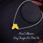 dây chuyền bạc nữ mặt cỏ ba lá màu xanh dương đậm