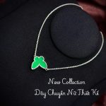 dây chuyền bạc nữ mặt cỏ ba lá màu xanh dương đậm