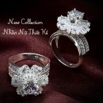 nhẫn bạc nữ đá chủ 7 ly viền hoa cánh đá