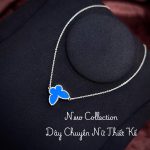 dây chuyền bạc nữ mặt cỏ ba lá màu xanh dương đậm