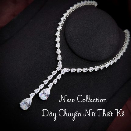 dây chuyền nữ đá giọt nước dáng Y hai nhánh