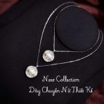 dây chuyền bạc nữ DAY55 mặt tròn hạt ánh ngọc