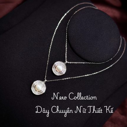 dây chuyền bạc nữ DAY55 mặt tròn hạt ánh ngọc