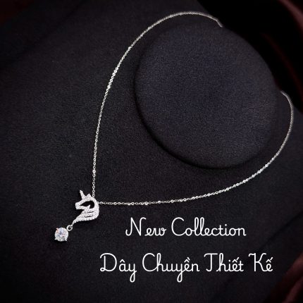 dây chuyền bạc đầu ngựa Moissanite