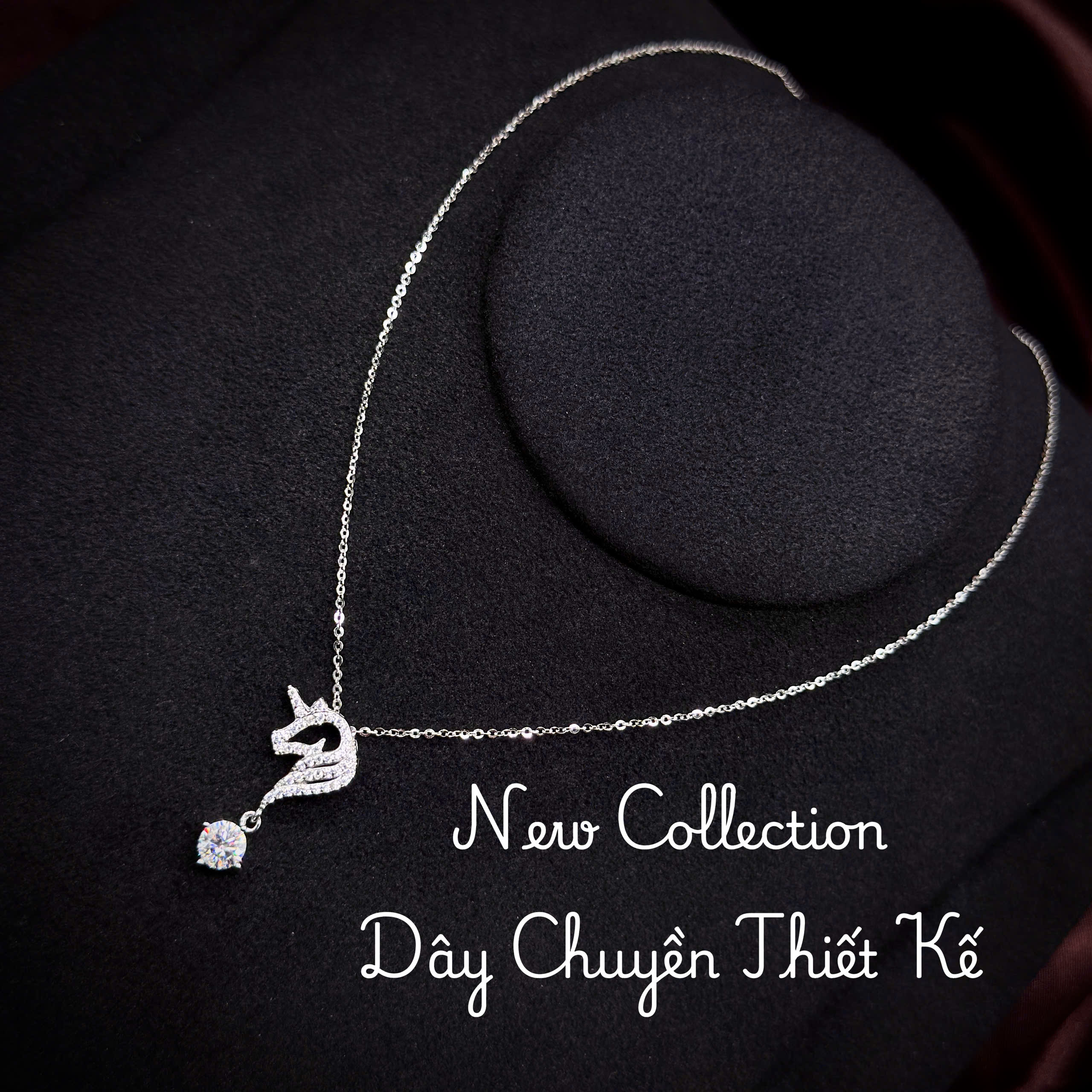 dây chuyền bạc đầu ngựa Moissanite