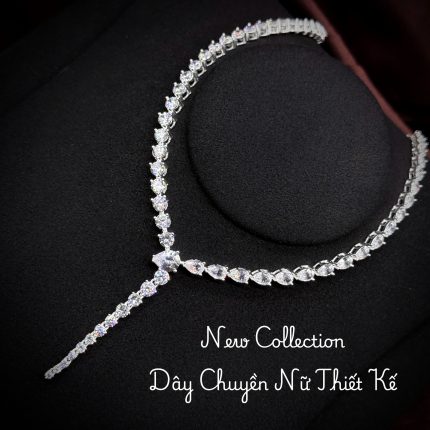 dây chuyền nữ dáng Y phối đá tròn giọt nước