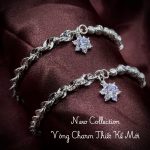 vòng tay nữ charm hoa 6 cánh đính đá