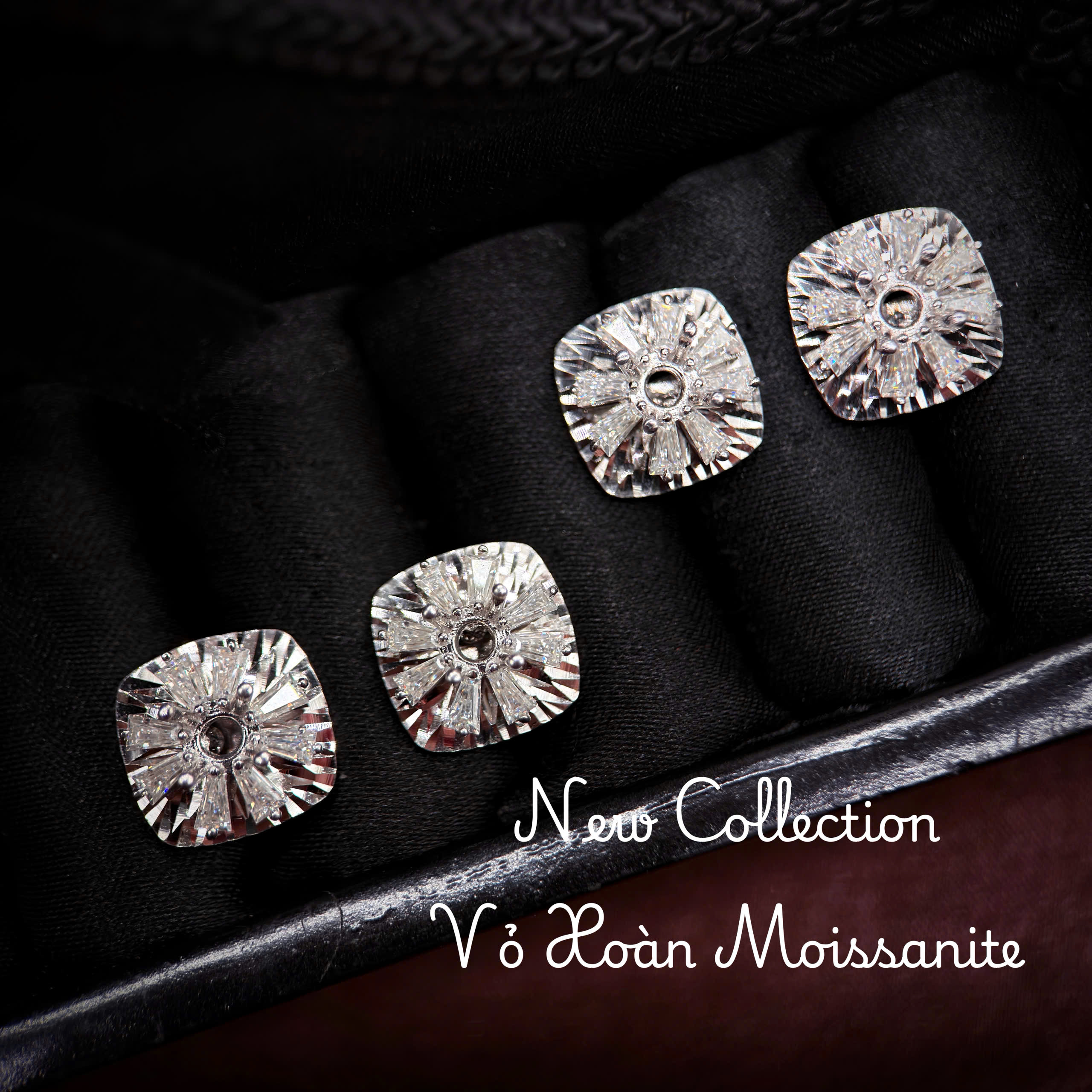 vỏ bông tai Moissanite 5.1ly xi kim