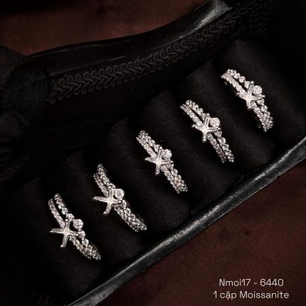 vỏ nhẫn bạc ghép cặp Moissanite
