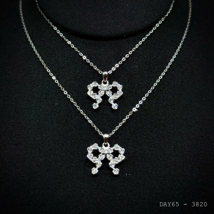 dây chuyền bạc nữ DAY65 mặt nơ cách điệu đính đá