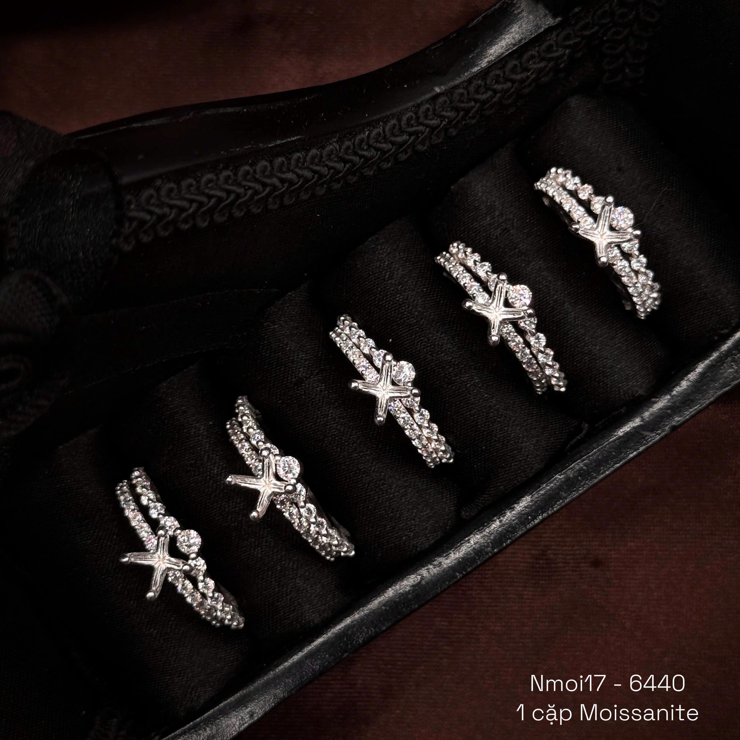 vỏ nhẫn bạc ghép cặp Moissanite