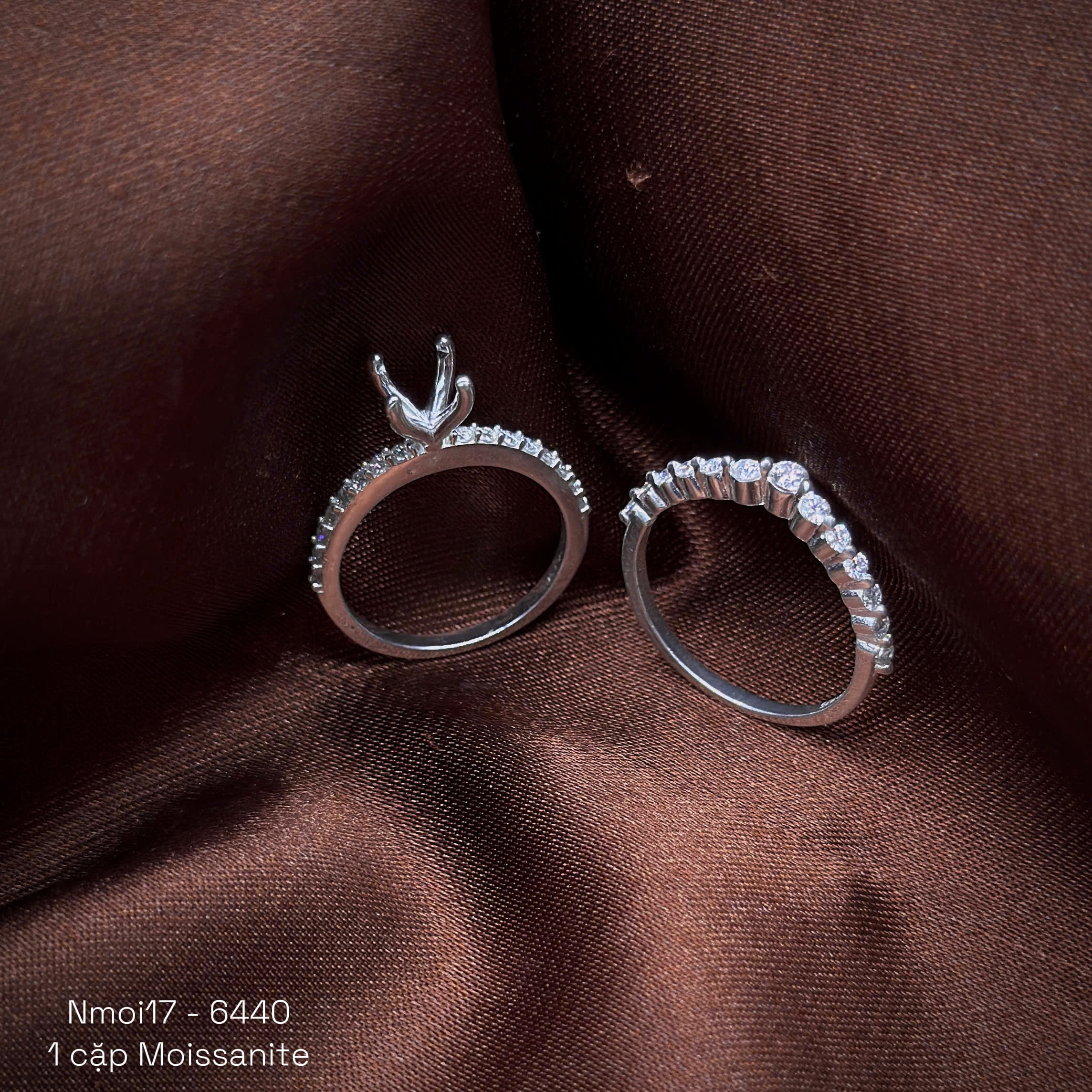 vỏ nhẫn bạc ghép cặp Moissanite