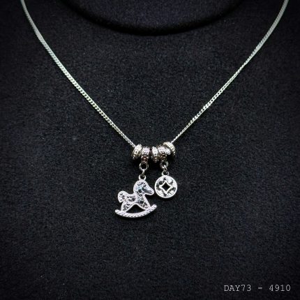 dây chuyền bạc nữ DAY73 mặt ngựa bập bênh charm tròn
