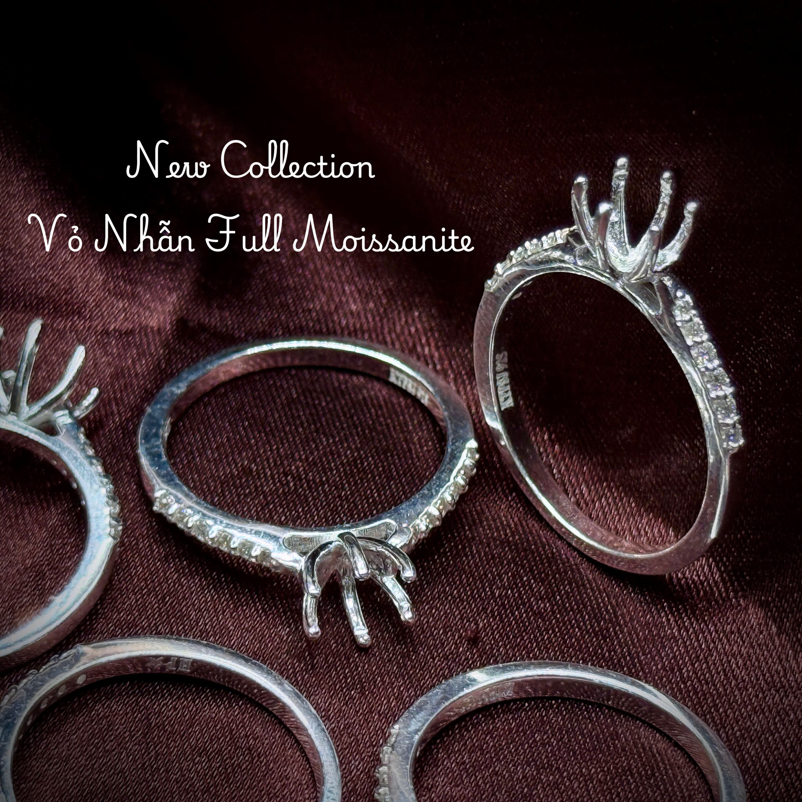 vỏ nhẫn bạc Full Moissanite 6ly