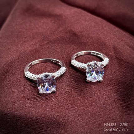 nhẫn bạc nữ đá chủ oval 9x12mm